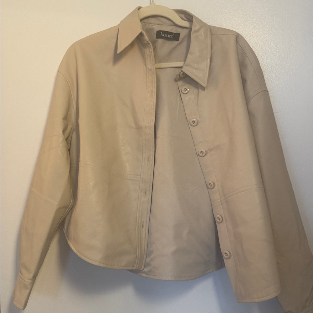 Vegan Leather Shirt in Sand (NWT) - Picture 4 of 7